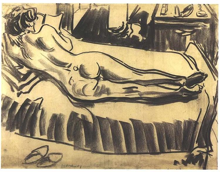 Ernst Ludwig Kirchner Reclining female nude on a couch Spain oil painting art